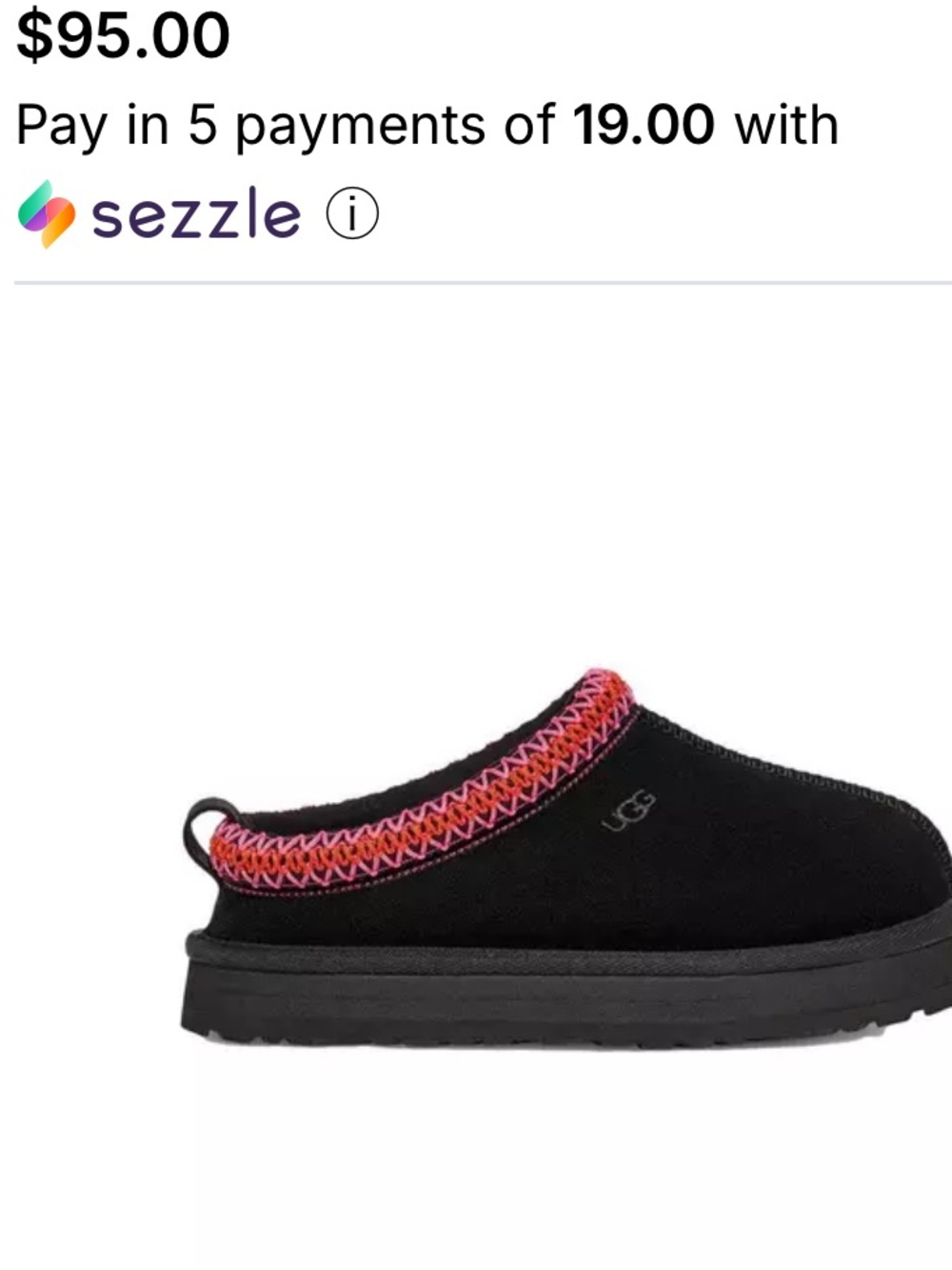 UGG Kids Black Slip-On Clog with Pink Knit Trim